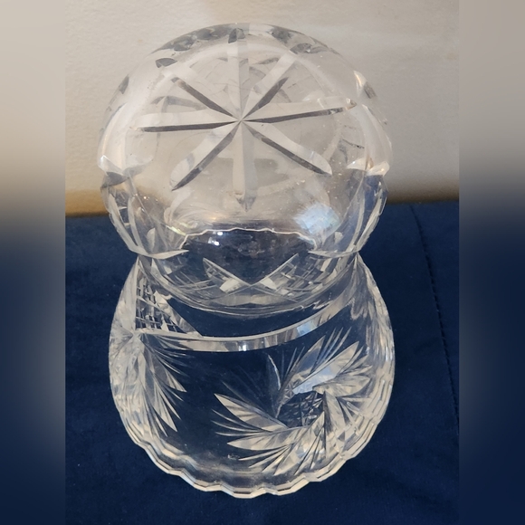 Vintage Cut Crystal Vase 6" Pinwheel Design Sawtooth Rim - Picture 6 of 6